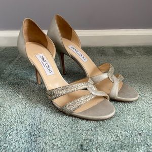 Jimmy Choo Silver Open-Toed Pump